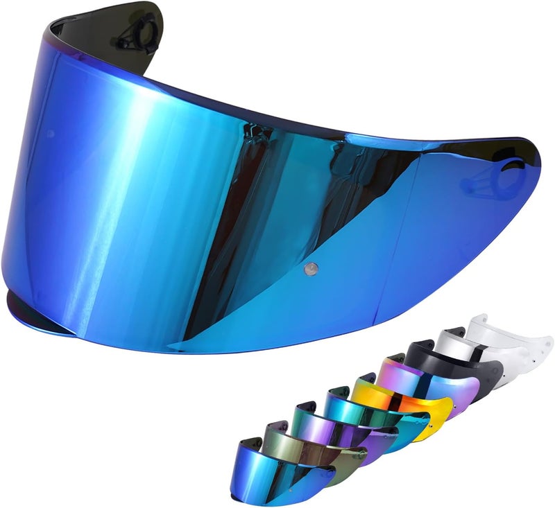 VCOROS Motorcycle Helmets Visor Shield WS-609 Full Face Helmet Visor Replacement Accessories (Chrome Blue) - Image 1